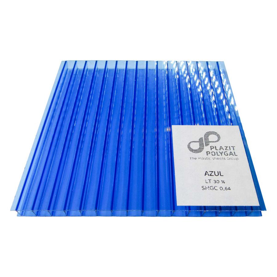 Policarbonato Alveolar 6mm 2 Caras UV Azul 2,1x11,6mts image number null