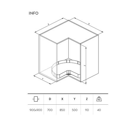 Rotonda Esquina para Muebles de 90x90cm Proline Grafito image number null