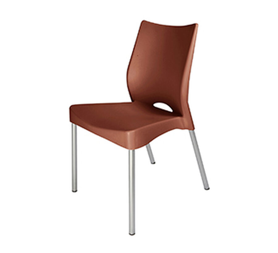 Silla Plástica ONE Patas Metálicas Café image number null