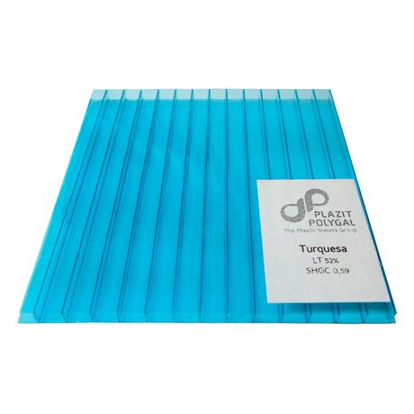 Policarbonato Alveolar 2,1x5,8x6mm 2 Caras UV Turqueza image number null