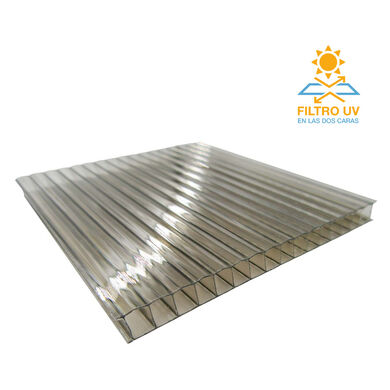 Policarbonato Alveolar 2,1x2,9x6mm 2 Caras UV Bronce