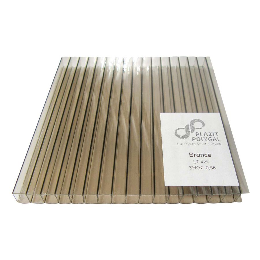 Policarbonato Alveolar 6mm 2 Caras UV Bronce 1,05x2,9mts image number null