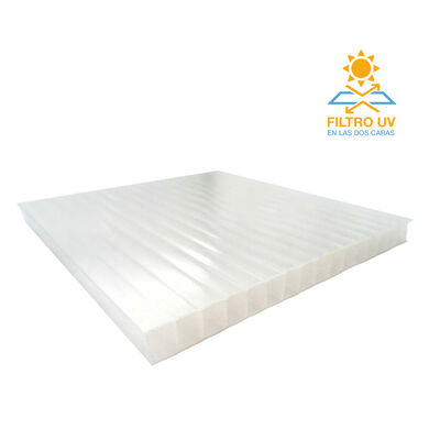 Policarbonato Alveolar 6mm 2 Caras UV Perla Reflectivo 2,1x4,5mts