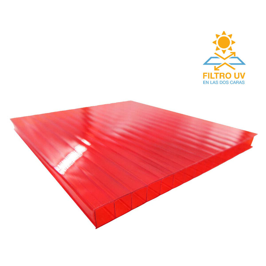 Policarbonato Alveolar 6mm 2 Caras UV Rojo 2,1x5,8mts image number null