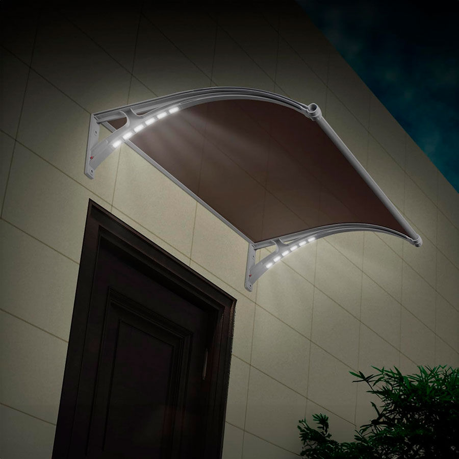 Alero Policarbonato Curvo Transparente 1,0X1,2MTS Con Luz Led image number null