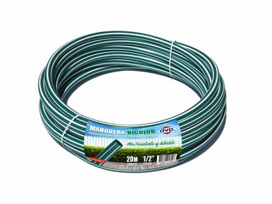 Manguera de Riego 1/2" Estriada Verde con Blanco 20mts