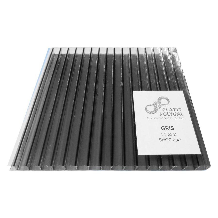 Policarbonato Alveolar 6mm 2 Caras UV Gris Reflectivo 2,1x4,5mts image number null