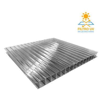 Policarbonato Alveolar 6mm 2 Caras UV Gris Reflectivo 2,1x4,5mts