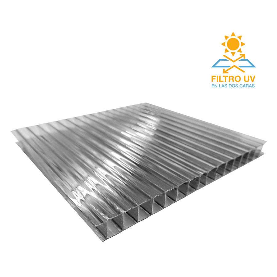 Policarbonato Alveolar 6mm 2 Caras UV Gris Reflectivo 2,1x4,5mts image number null