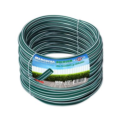 Manguera de Riego 1/2" Estriada Verde con Blanco 10mts