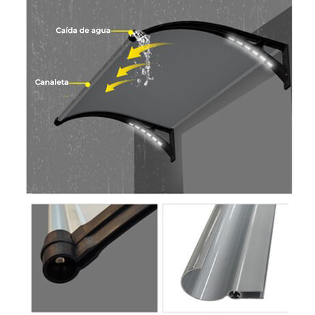 Alero Policarbonato Curvo Transparente 1,0X1,2MTS Con Luz Led image number null
