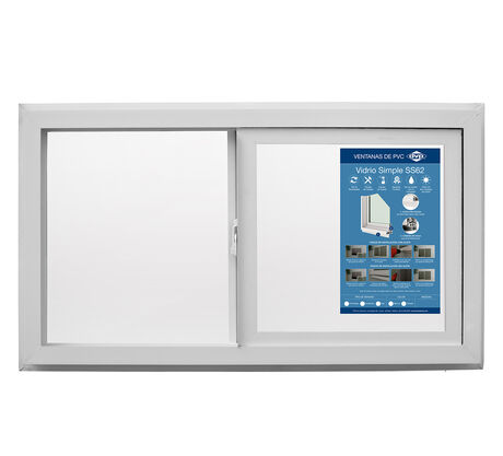 Ventana PVC Vidrio Simple Corredera Advance 91x50cm Blanco image number null