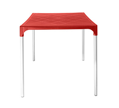 Mesa Plástica ONE 75x70x70cm Patas Metálicas Rojo Claro