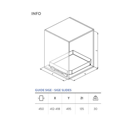 Cajón Despensa Proline 495x450x135mm 30kg Cierre Suave Gris image number null