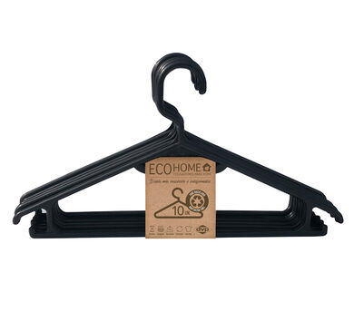 Colgador de Ropa Plástico Reciclado Negro 10 un