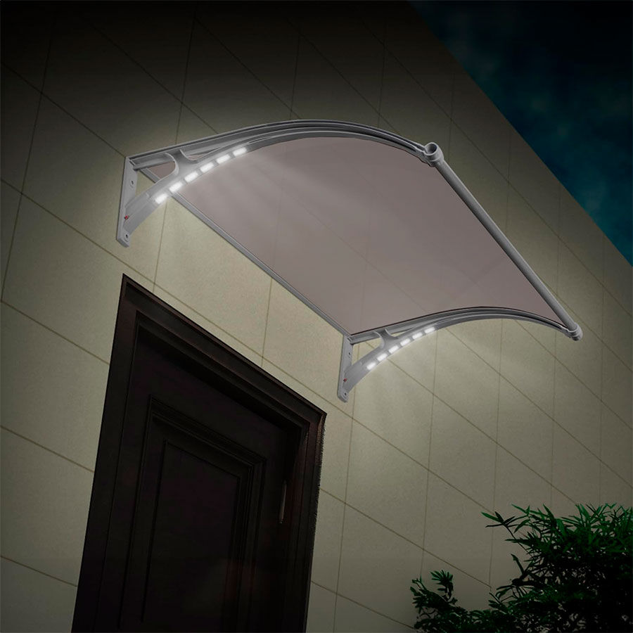 Alero Policarbonato Curvo Transparente 1,0X1,2MTS Con Luz Led image number null