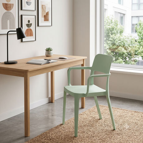 Silla Minimal con Apoya Brazos Verde Salvia image number null