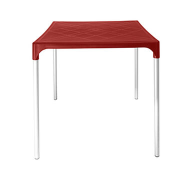 Mesa Plástica ONE 75x70x70cm Patas Metálicas Rojo Oscuro