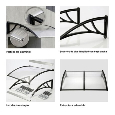 Alero Ultra Policarbonato Curvo Transparente 1,0x1,2mts image number null