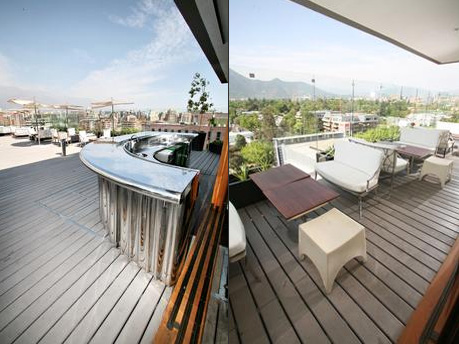 Piso Deck TimberTech Reañliaboard Brushed DVP en Terraza Hotel Valle Nevado