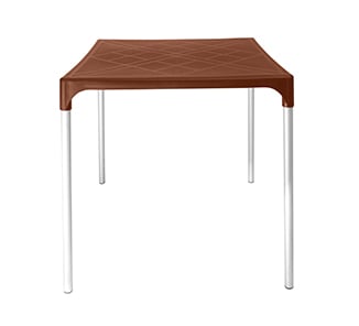 Mesa Plástica ONE 75x70x70cm Patas Metálicas Café