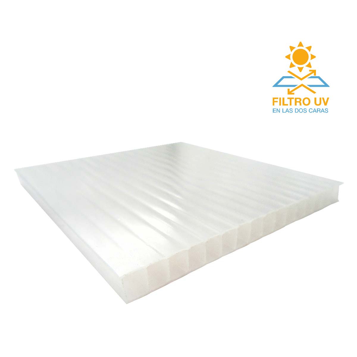 Policarbonato Alveolar 2,1x11,6x6mm 2 Caras UV Perla Reflectivo